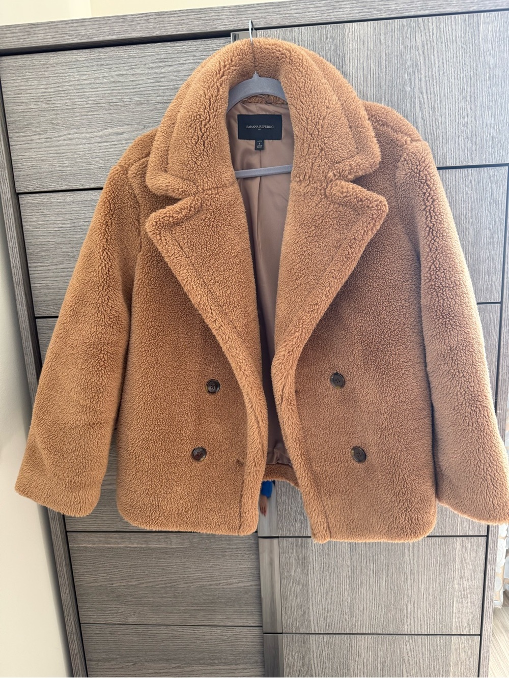 Banana Republic Camel Faux-Sherpa Teddy Peacoat